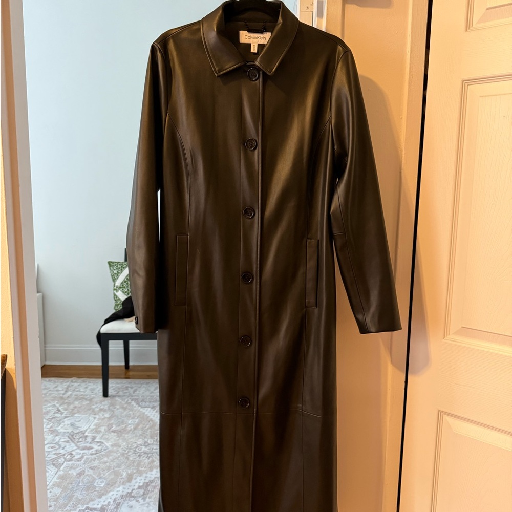 Calvin Klein Women's Black Leather Trench Coat
